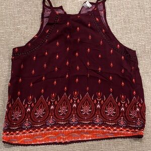 Mudd Boho Tank Top - Burgundy and Orange